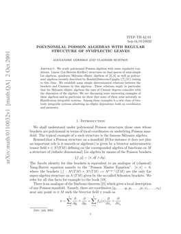 [Math.QA] 2 Oct 2001 Hr H Rces[ Brackets the Where Ue-Ler Tutr Nλ on Structure Super-Algebra Faypisnmnfl.Nml,Teeaecodnts( Coordinates Are There [19]