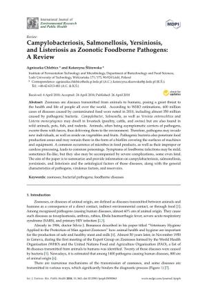 Campylobacteriosis, Salmonellosis, Yersiniosis, and Listeriosis As Zoonotic Foodborne Pathogens: a Review