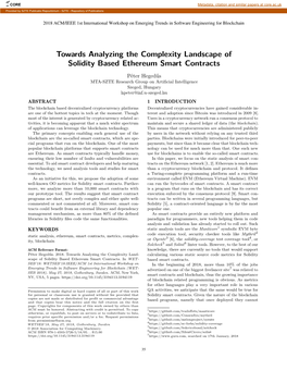 Towards Analyzing the Complexity Landscape of Solidity Based Ethereum Smart Contracts