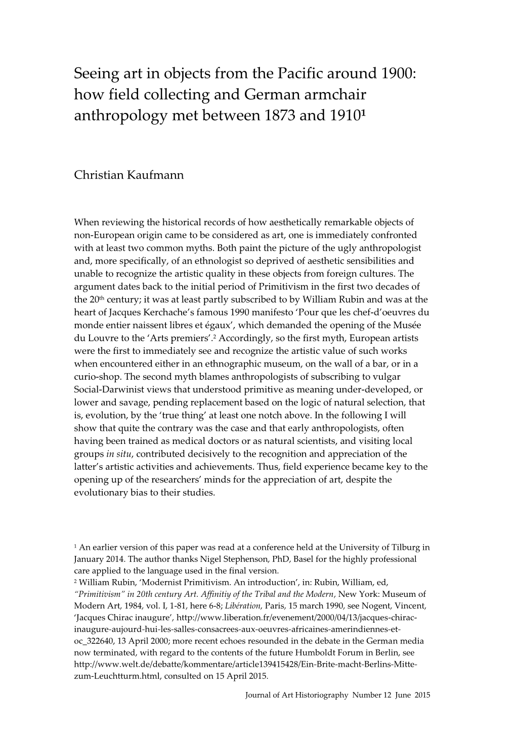 Seeing Art in Objects from the Pacific Around 1900: How Field Collecting and German Armchair Anthropology Met Between 1873 and 19101