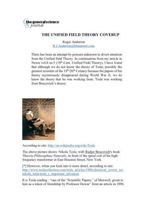 THE UNIFIED FIELD THEORY COVERUP Roger Anderton R.J.Anderton@Btinternet.Com