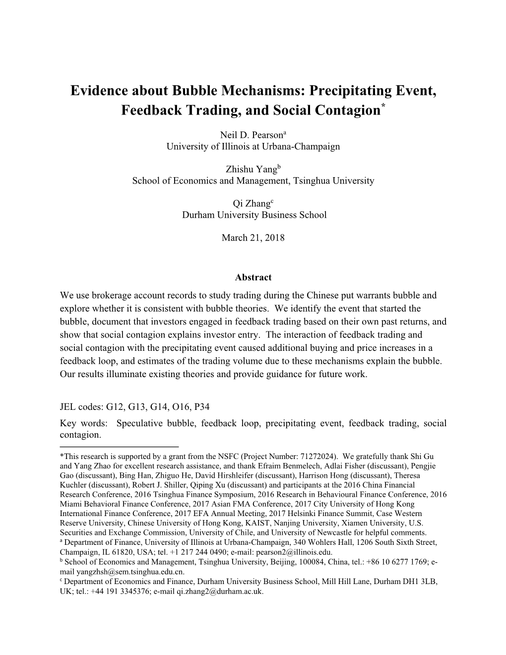 Precipitating Event, Feedback Trading, and Social Contagion*