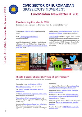 Euromaidan Newsletter # 260 CIVIC SECTOR of EUROMAIDAN