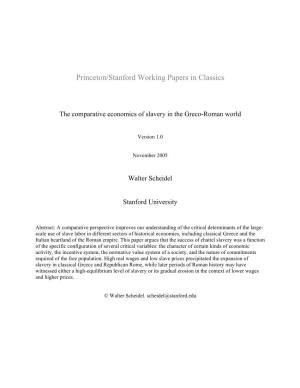 The Comparative Economics of Slavery in the Greco-Roman World