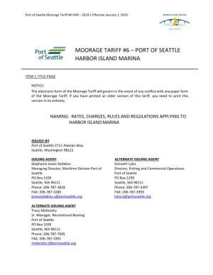 Moorage Tariff #6 – Port of Seattle Harbor Island Marina