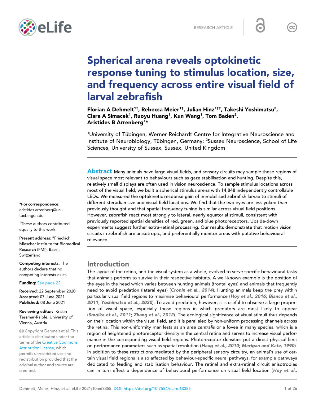 Spherical Arena Reveals Optokinetic Response Tuning to Stimulus Location