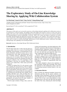 The Exploratory Study of On-Line Knowledge Sharing by Applying Wiki Collaboration System