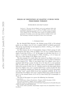 Fields of Definition of Elliptic Curves with Prescribed Torsion 3