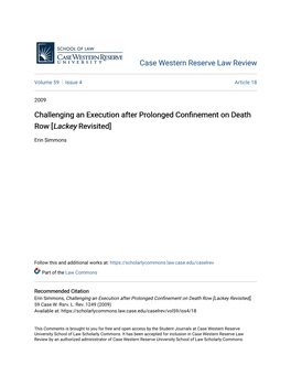 Challenging an Execution After Prolonged Confinement on Death Row [Lackey Revisited]