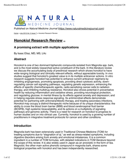 Honokiol Research Review