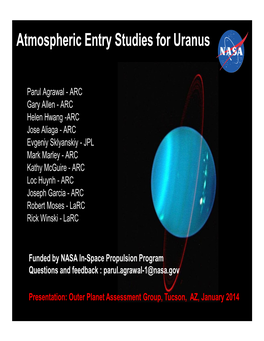 Uranus Atmospheric Entry Studies Final