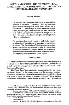 The Disparate Legal Approaches to Homosexual Activity in the United States and Nicaragua