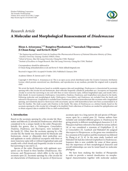 A Molecular and Morphological Reassessment of Diademaceae