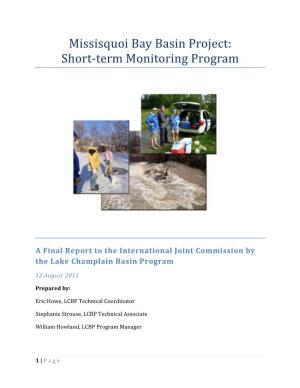 Missisquoi Bay Basin Project: Short-Term Monitoring Program