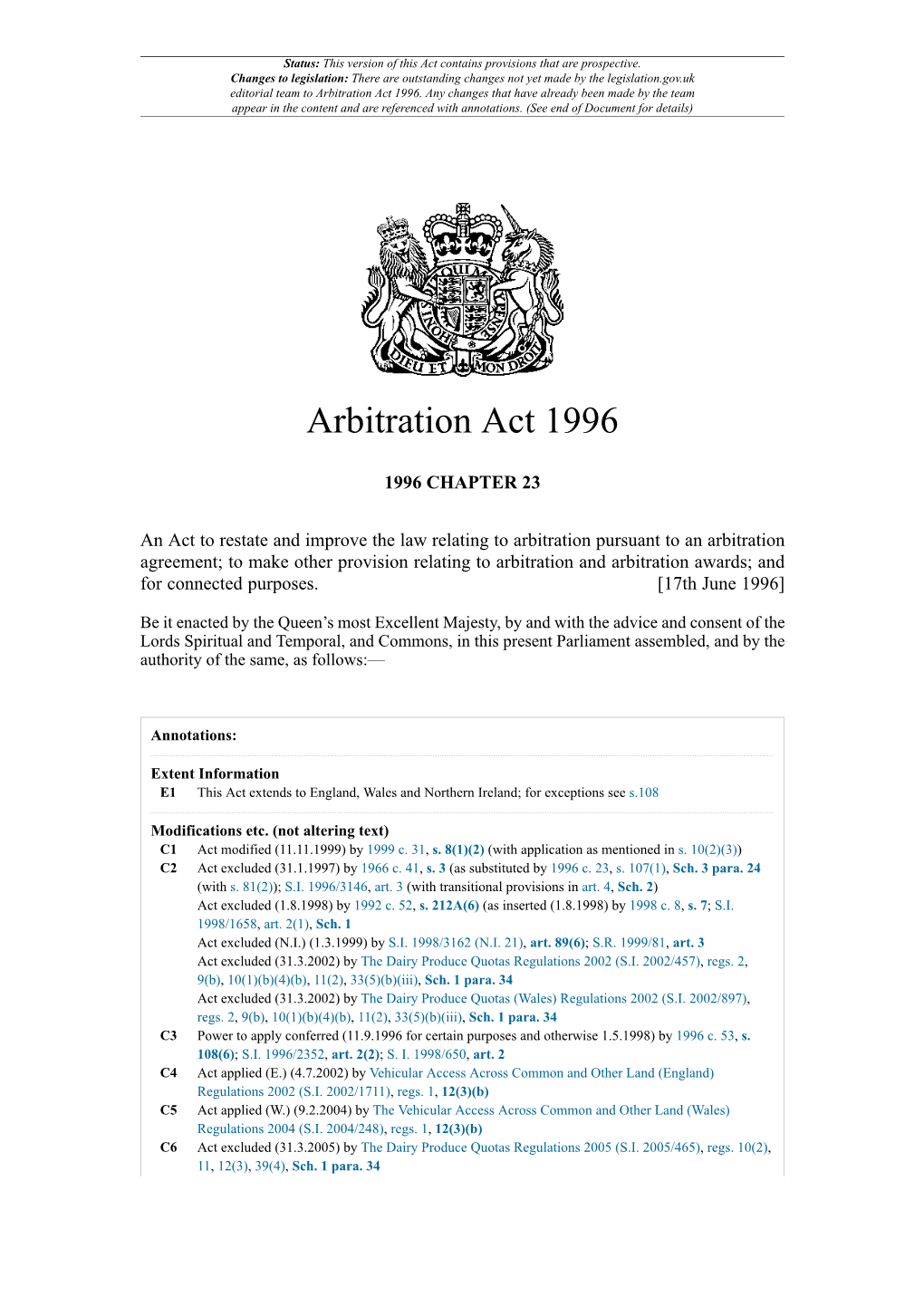 Arbitration Act 1996