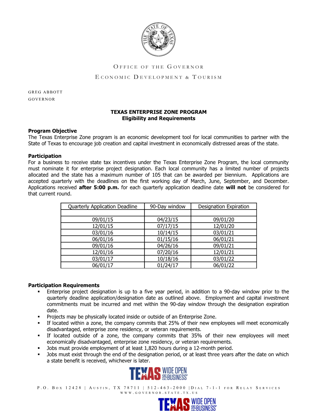 Texas Enterprise Zone Program