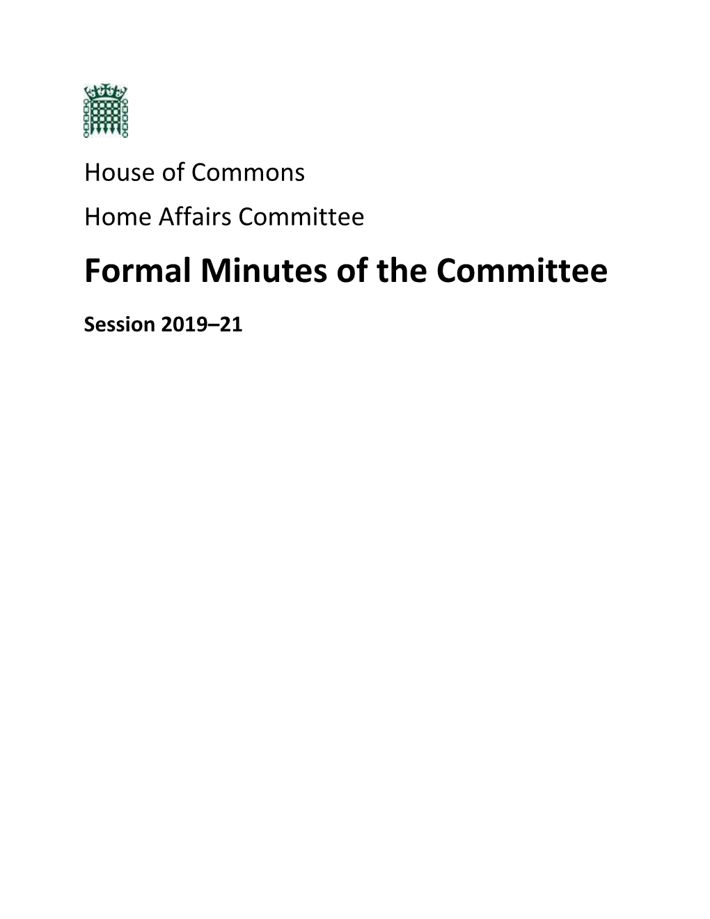 Formal Minutes of the Committee Session 2019–21