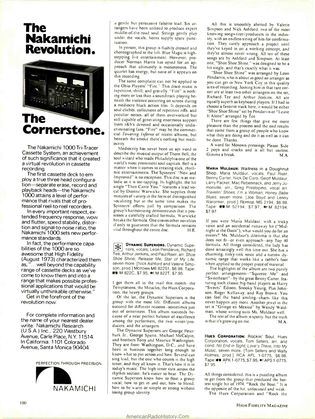 Nakamichi Revolution. Cornerstone