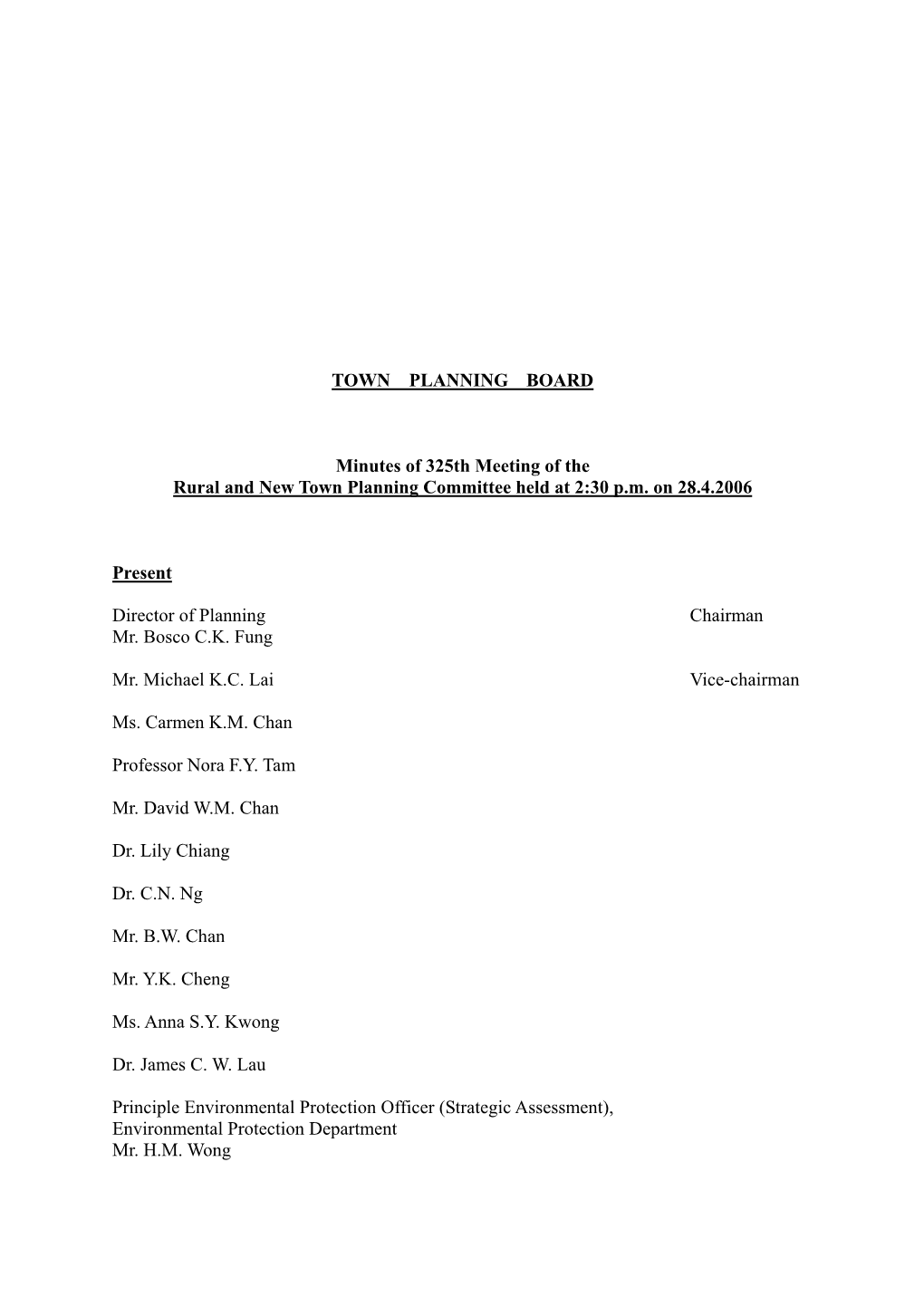 TOWN PLANNING BOARD Minutes of 325Th Meeting of the Rural And