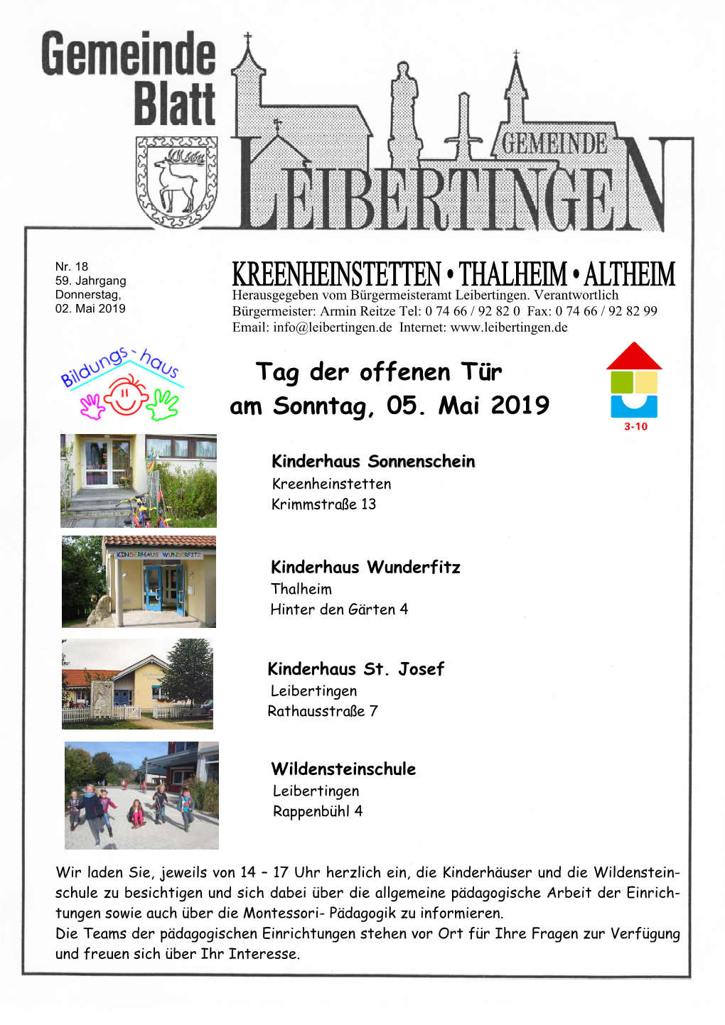 Tag Der Offenen Tür Am Sonntag, 05. Mai 2019