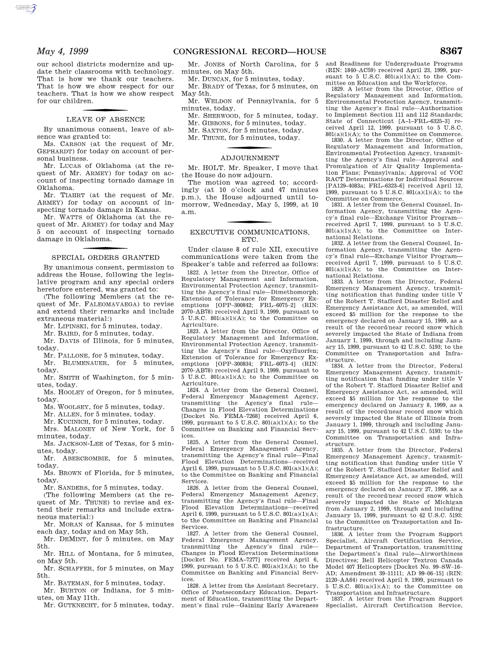 CONGRESSIONAL RECORD—HOUSE May 4, 1999
