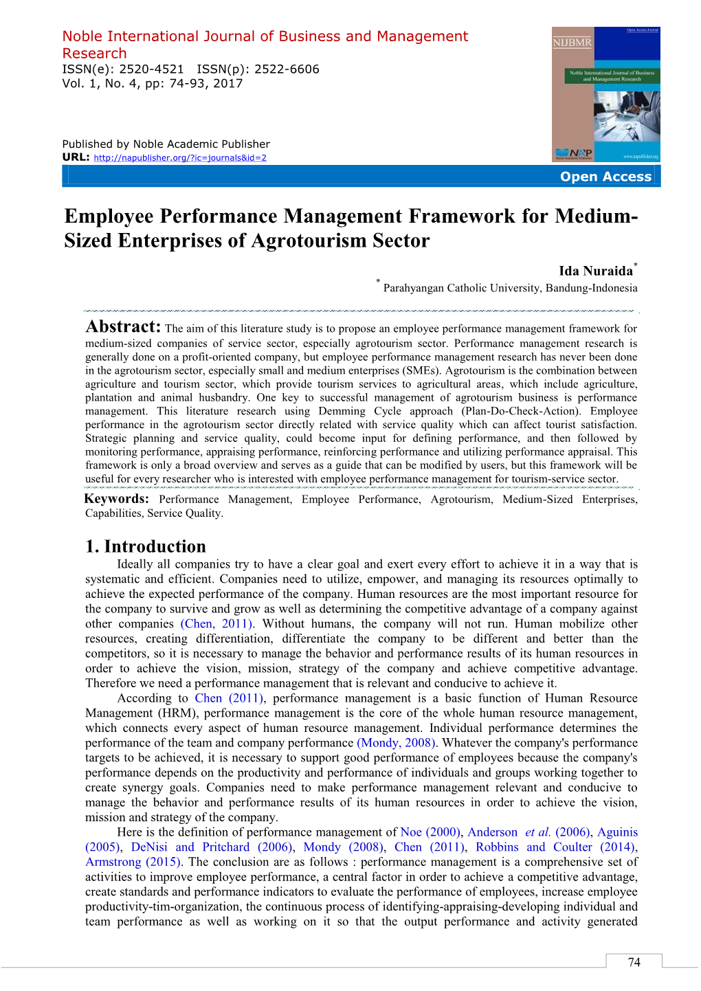 Employee Performance Management Framework for Medium- Sized Enterprises of Agrotourism Sector