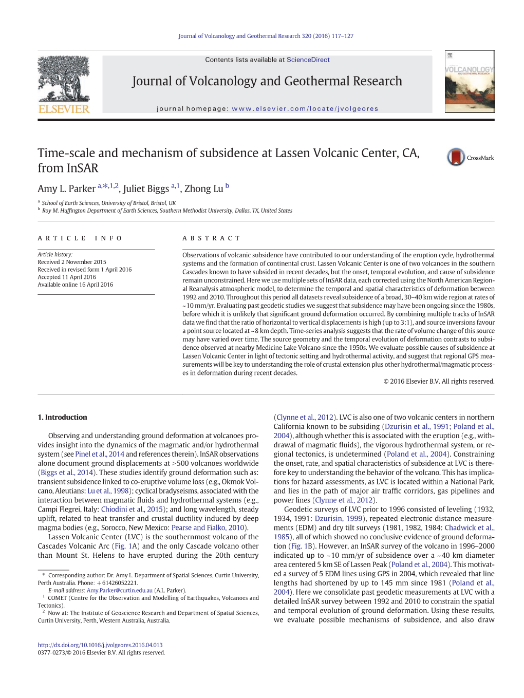 Time-Scale and Mechanism of Subsidence at Lassen Volcanic Center, CA, from Insar