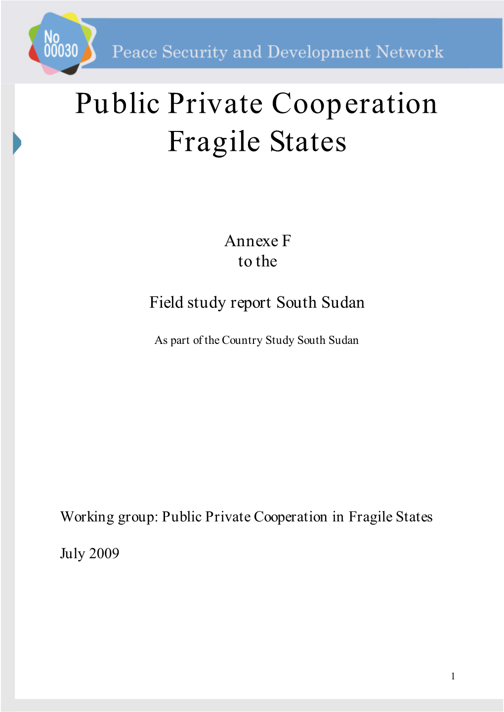 Public Private Cooperation Fragile States