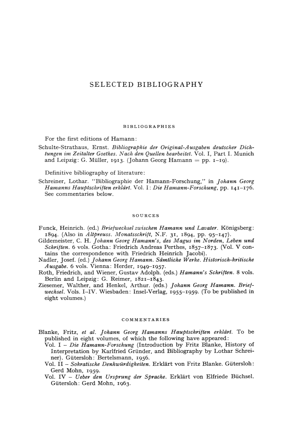 Selected Bibliography