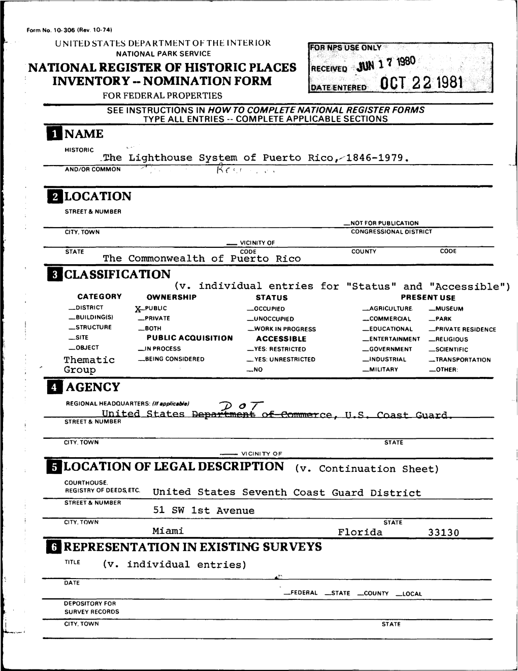 60122198! for Federal Properties See Instructions in How to Complete National Register Forms Type All Entries -- Complete Applicable Sections | Name