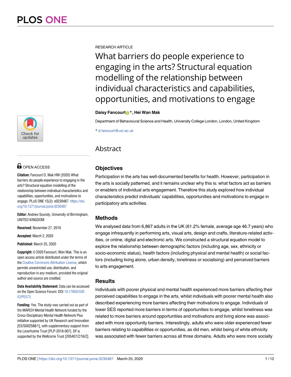 What Barriers Do People Experience to Engaging in the Arts?