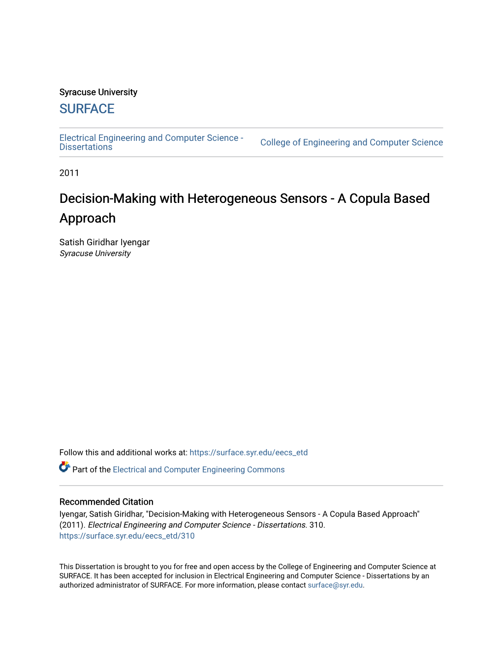 Decision-Making with Heterogeneous Sensors - a Copula Based Approach