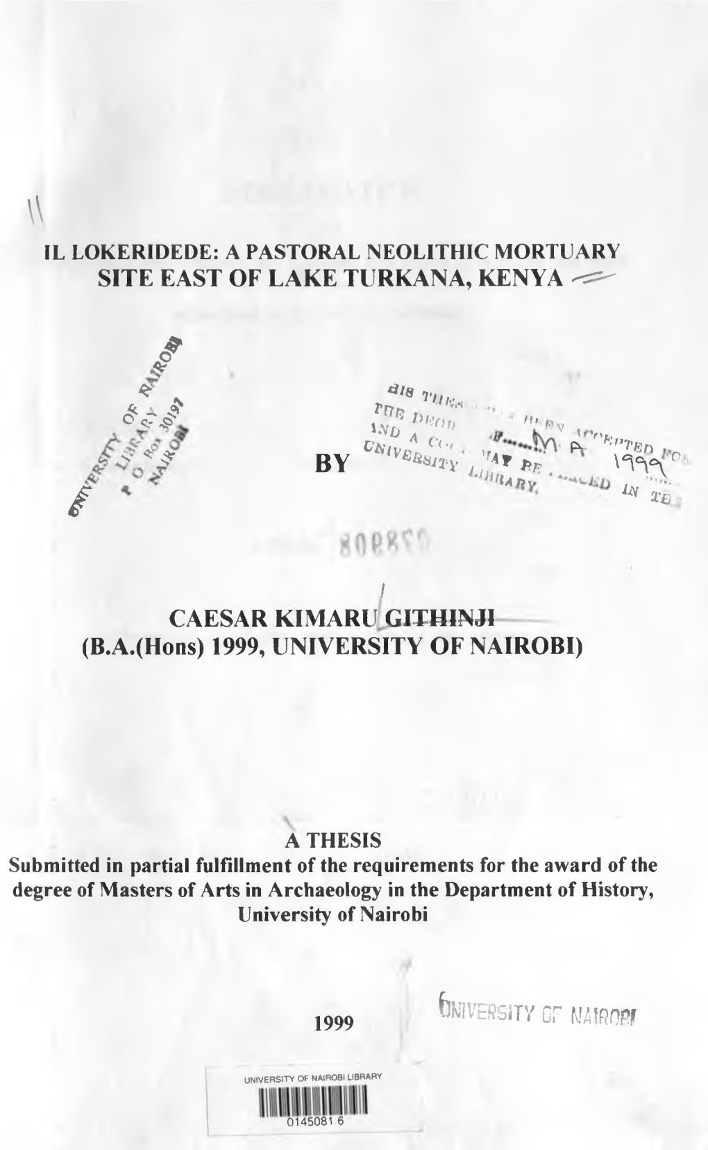 A Pastoral Neolithic Mortuary Site East of Lake Turkana, Kenya ^