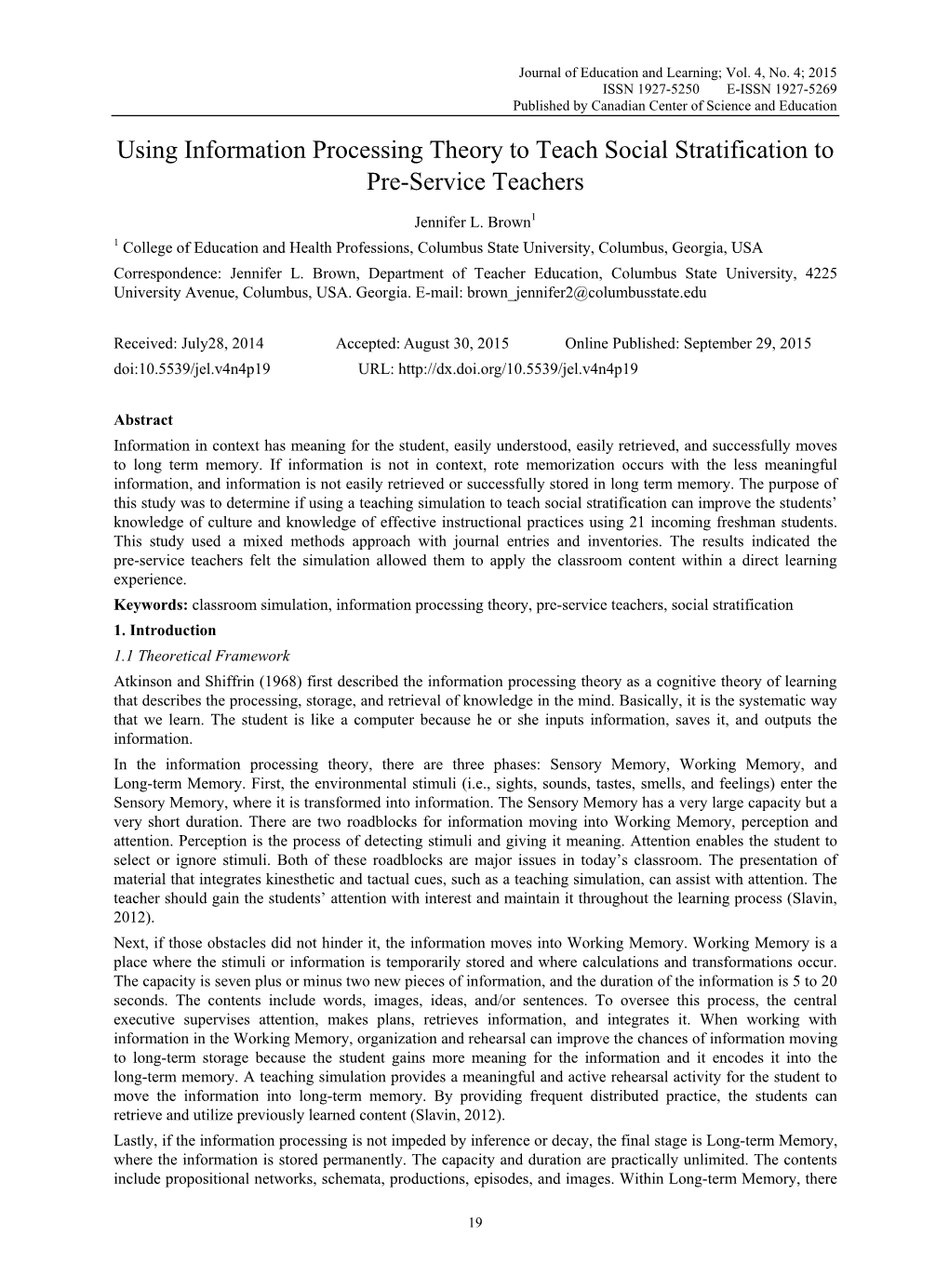 Using Information Processing Theory to Teach Social Stratification to Pre-Service Teachers