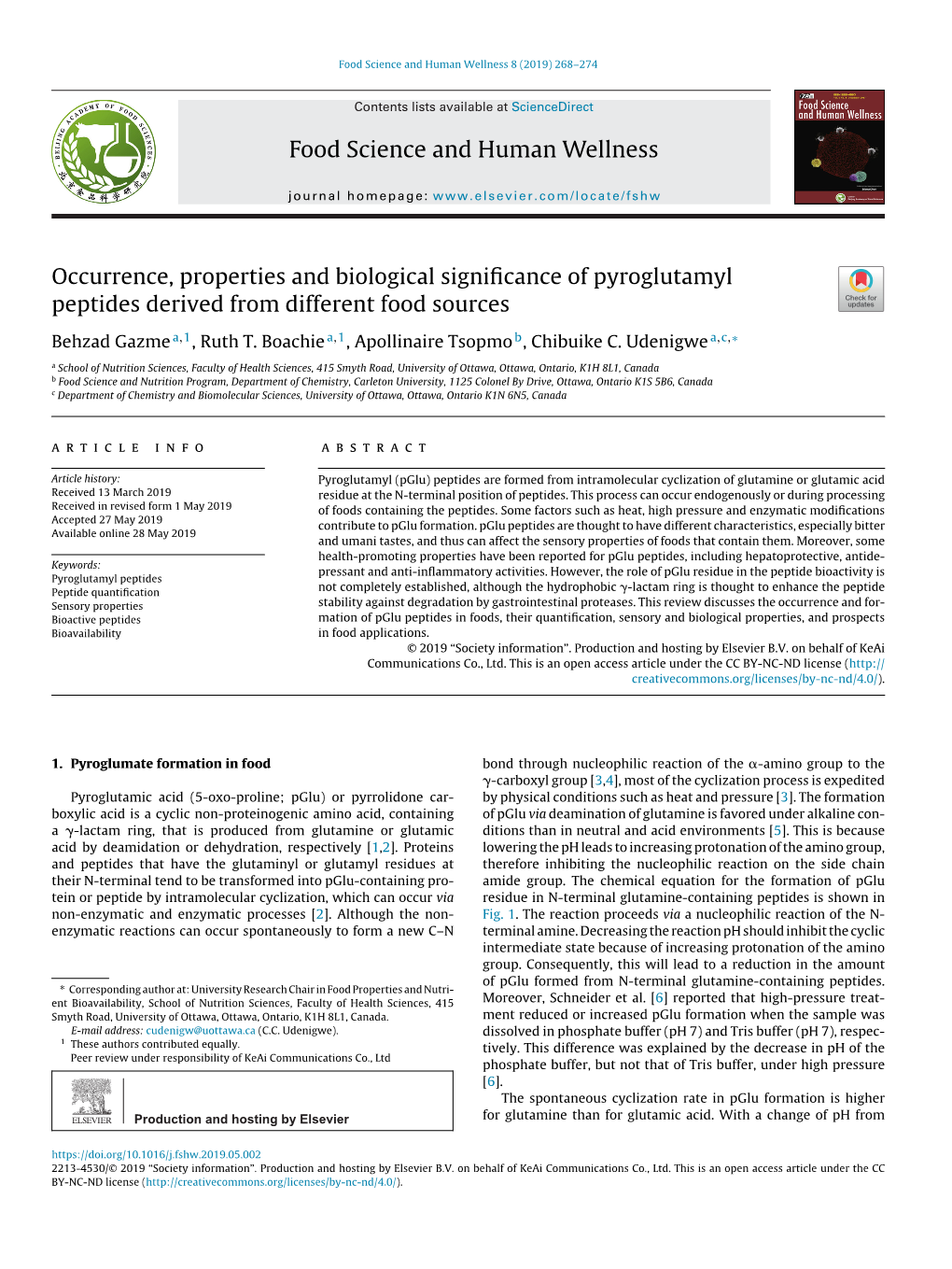 Occurrence, Properties and Biological Significance of Pyroglutamyl