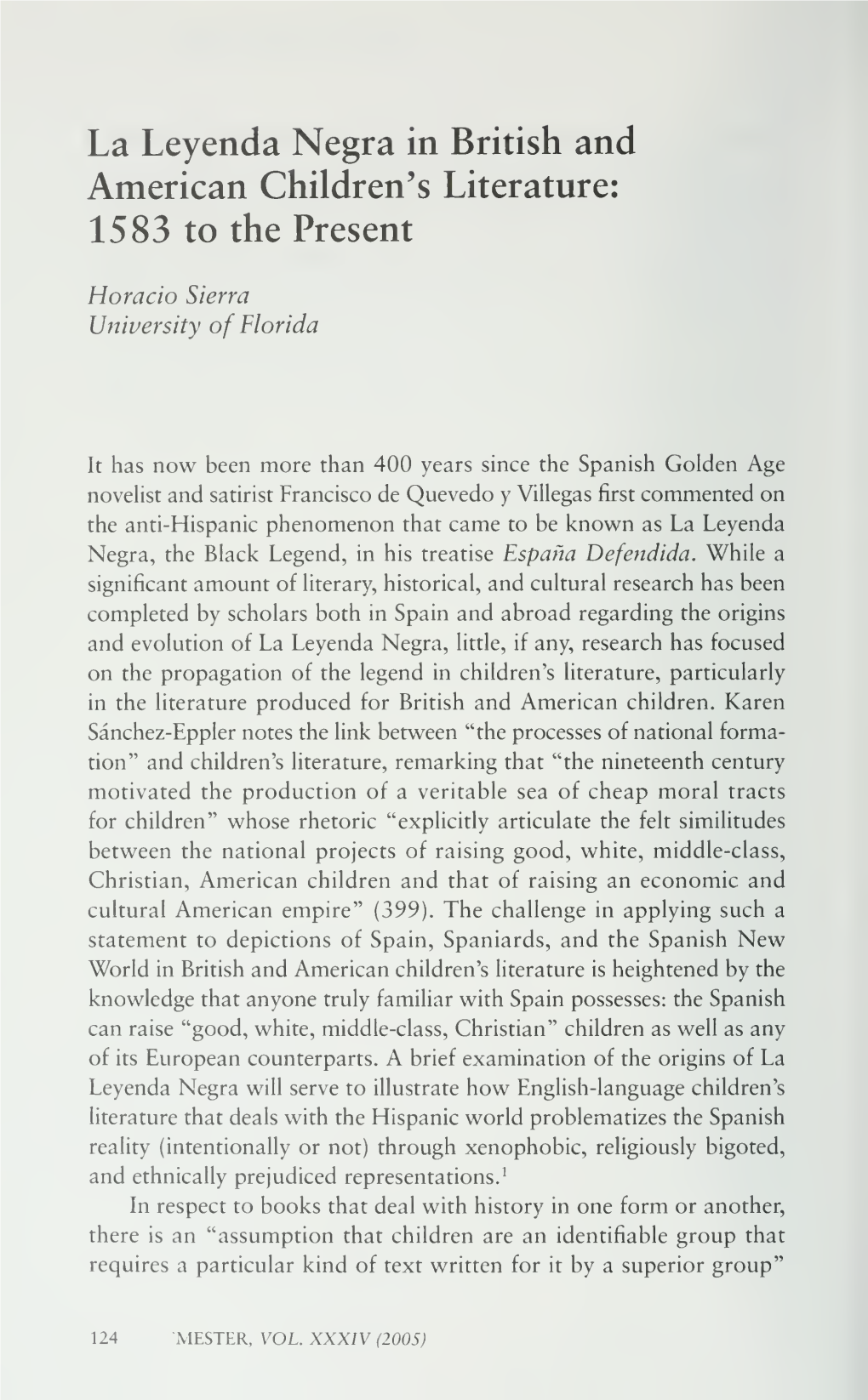 La Leyenda Negra in British and American Children's Literature: 1583 to the Present