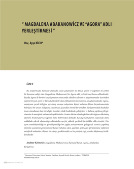 “ Magdalena Abakanowicz Ve “Agora” Adli Yerleştirmesi ”