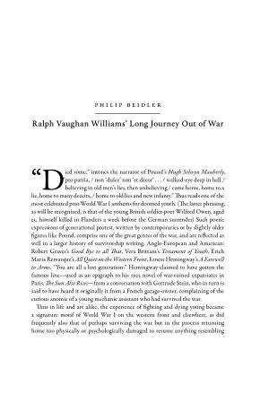 Ralph Vaughan Williams' Long Journey out Of