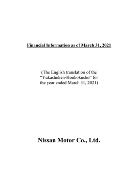 Financial Information As of March 31, 2021