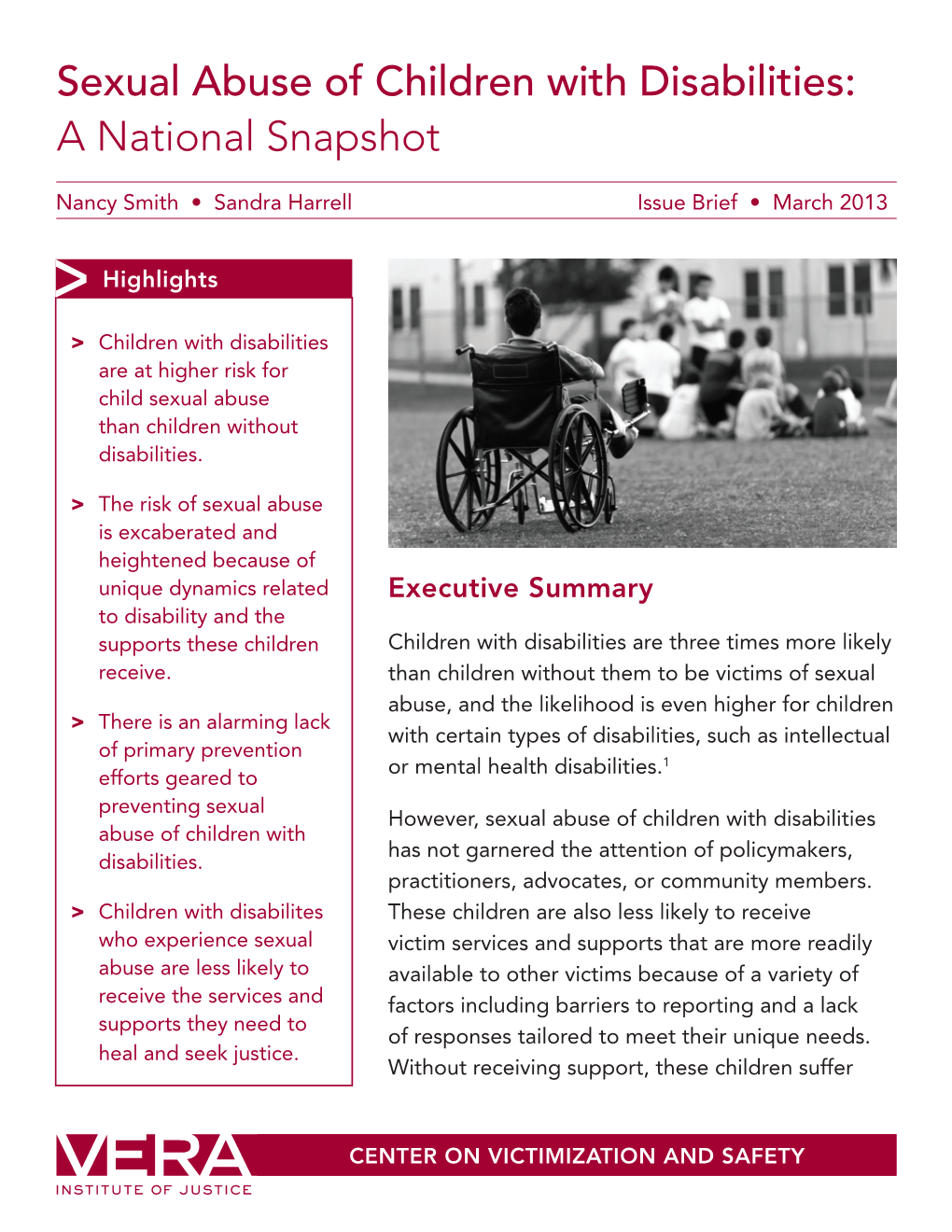 Sexual Abuse of Children with Disabilities: a National Snapshot