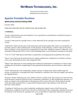 Apache Portable Runtime Apache License, Version 2.0 (January 2004)