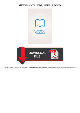 Read Book Mechanics 1 Ebook Free Download