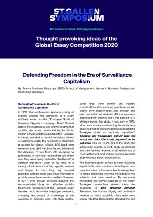 Defending Freedom in the Era of Surveillance Capitalism By: Franck Stéphane Ndzomga, IÉSEG School of Management, Master in Business Analysis and Consulting Candidate