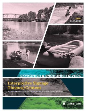 Interpretive Signage Themes/Content Prepared for Snohomish County Parks, Recreation and Tourism Contents