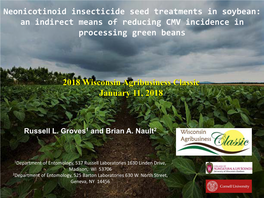 Neonicotinoid Insecticide Seed Treatments in Soybean: an Indirect Means of Reducing CMV Incidence in Processing Green Beans