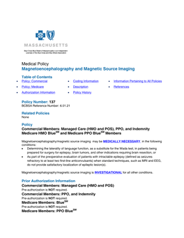 Medical Policy Magnetoencephalography and Magnetic Source Imaging