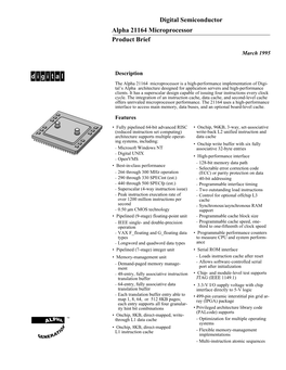 Digital Semiconductor Alpha 21164 Microprocessor Product Brief