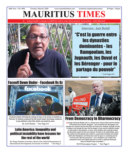 Mauritius Times Epaper Tuesday 2 March 2021