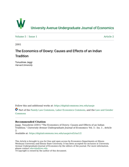 The Economics of Dowry: Causes and Effects of an Indian Tradition