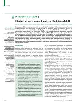 Effects of Perinatal Mental Disorders on the Fetus and Child